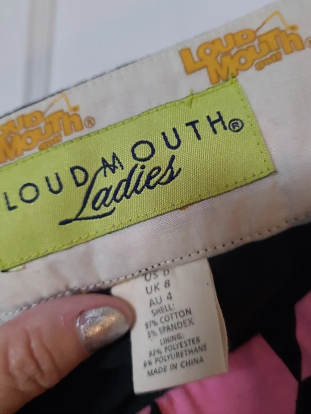 Loudmouth Pink & Black Houndstooth Golf Mini Skort 0 XS